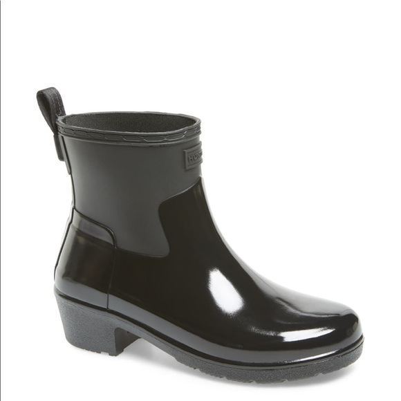 NEW • Hunter • Refined Low Heel Biker Boots Black - Picture 2 of 7